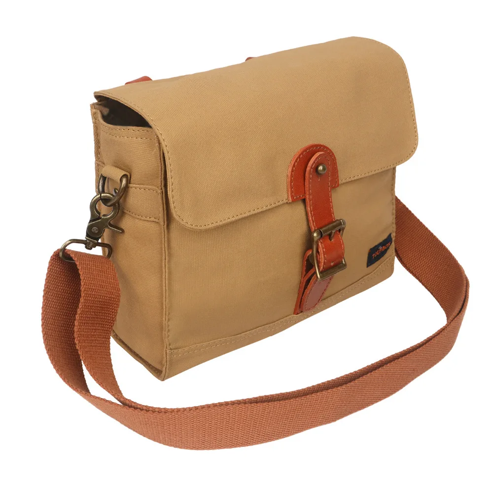 Perfect Tourbon Retro Bike Handlebar Bag Bicycle Front Basket Pannier Messenger Pouch Outdoor Cycling Accessory Waterproof Canvas Khaki 2