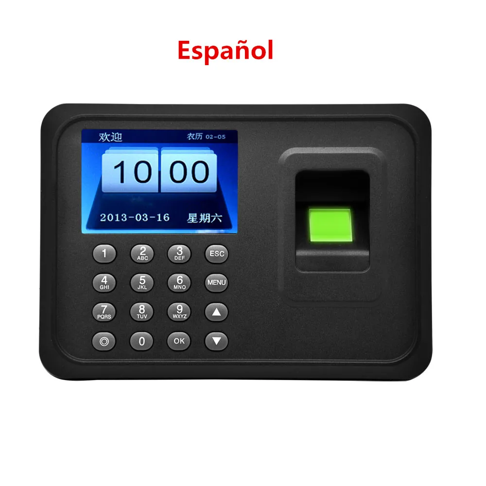 A6 biometric fingerprint punch usb time clock office attendance system recorder timing employee machine reader Spanish
