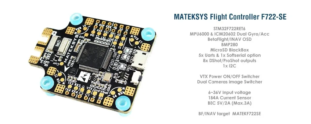 Matek Mateksys F722-SE F7 Dual Gryo Контроллер полета AIO OSD BEC Датчик тока для моделей RC Мультикоптер Дрон часть Асса