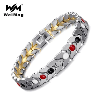 

WelMag Charm Women Gold Stainless Steel Bracelet Magnetic Germanium Pressure Bracelets & Bangles Femme Christmas Gifts