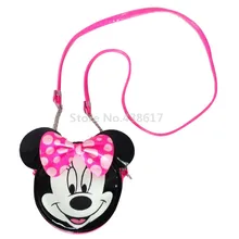 Милая розовая мини-сумка-мессенджер на плечо с Минни Маус для маленьких детей, сумки через плечо из искусственной кожи для девочек, Детский кошелек-портмоне с рисунком из мультфильма