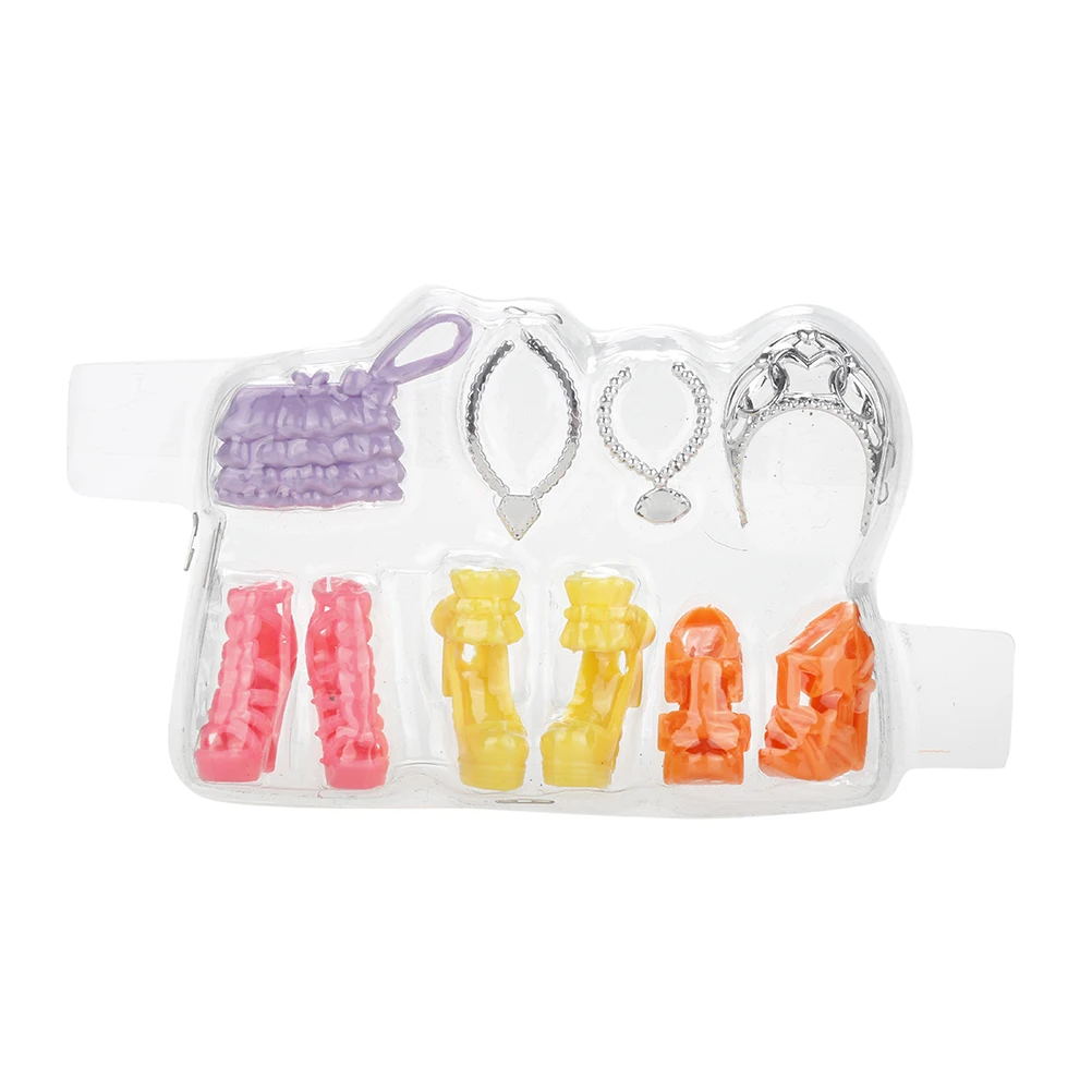 

TOYZHIJIA 10Pcs/set fashion Necklace Crown Shoes Bag Accessory For Barbie Dolls Blister Toy Doll Accessories Toys Child Gifts