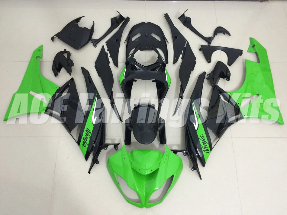 Abs Обтекатели комплект подходит для kawasaki Ninja ZX6R 636 2009 2010 2011 2012 6R 09, 10, 11, 12, ZX-6R 600CC кузов из двух вещей черно-зеленый UK