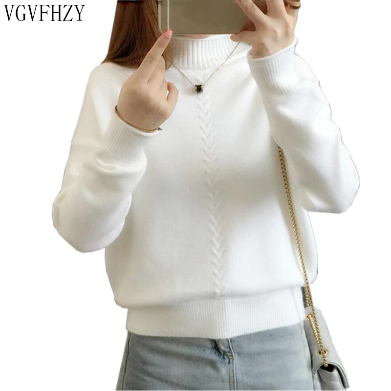 

Thicken Knitted Sweaters And Pullovers women 2018 Autumn Winter Casual Turtleneck Cotton Full sleeve Striped Loose Coat female