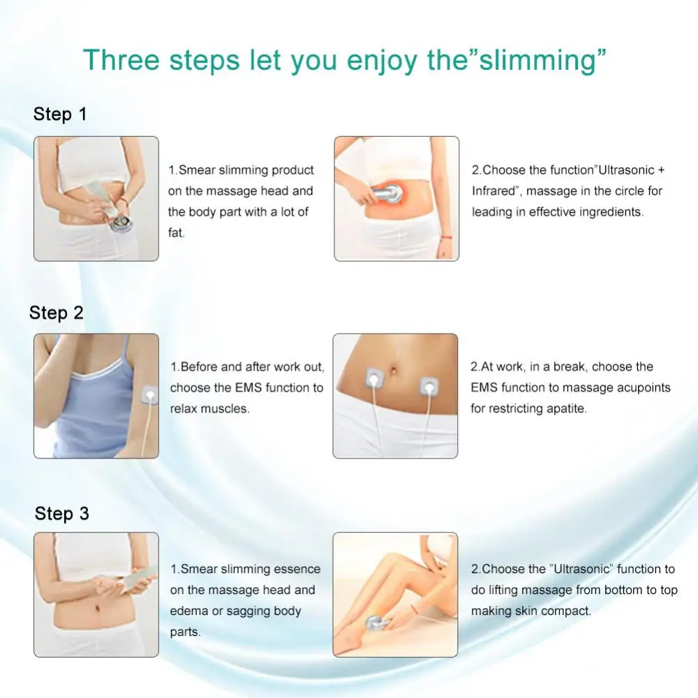 Ultrasonic Cavitation Body Slimming Machine Weight Loss Anti Cellulite Ultrasound EMS Infrared Acupuncture Therapy Body Massager