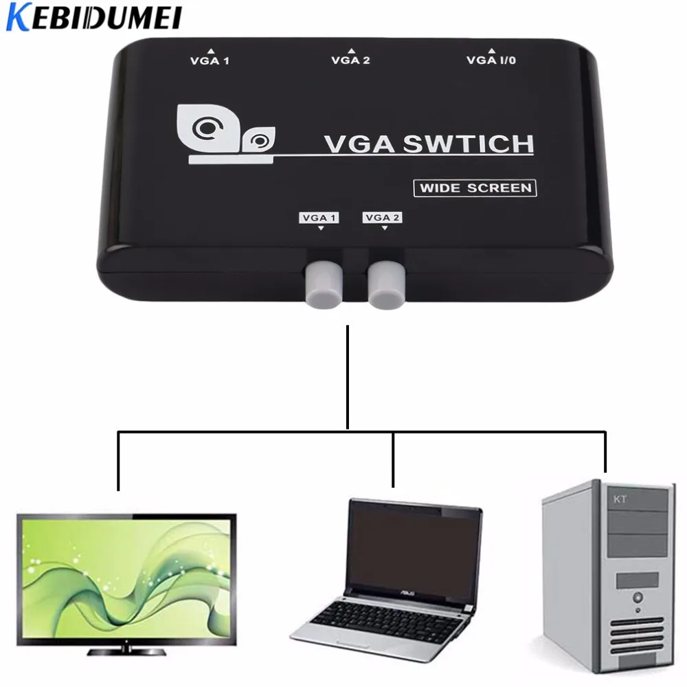 

Kebidumei High Performance 2 In 1 Out VGA/SVGA Selector Switch Hot Sale Switcher Manual Sharing Box For LCD PC