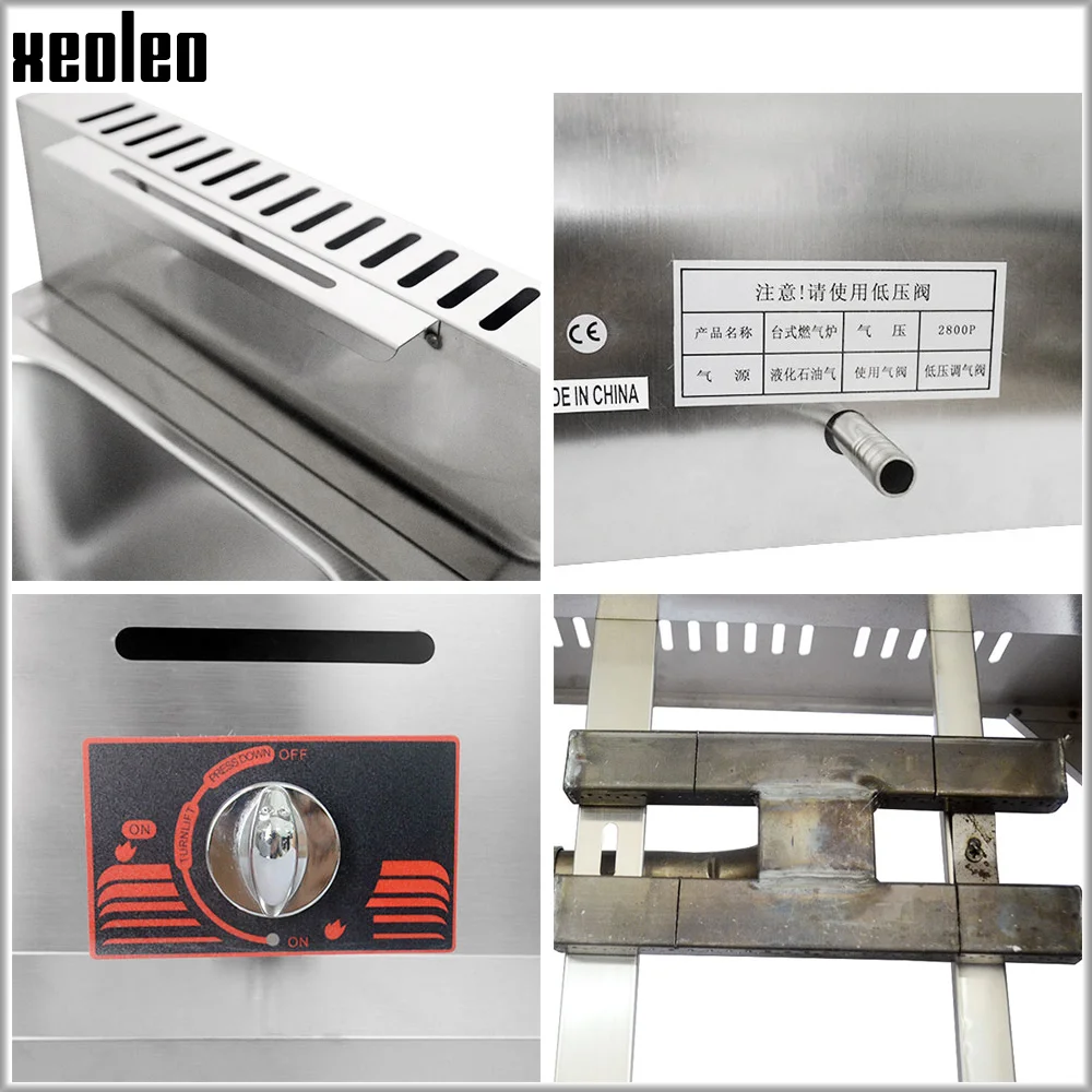 XEOLEO Commercial Gas  Deep Fryer Single Tank French/Chicken Fries Restaurant/Kitchen 6L Stainless Steel Food Processor 4