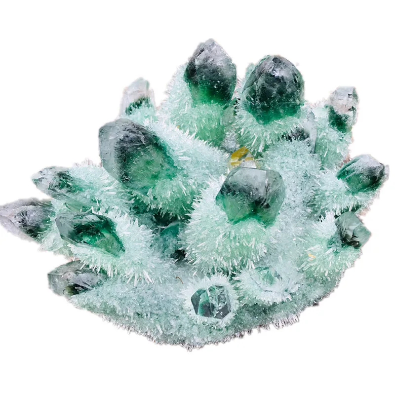 500-550 г натуральный зеленый призрак кристалл кварца кластер целебные кристаллы сырой образец драгоценного камня для украшения дома и офиса фэншуй
