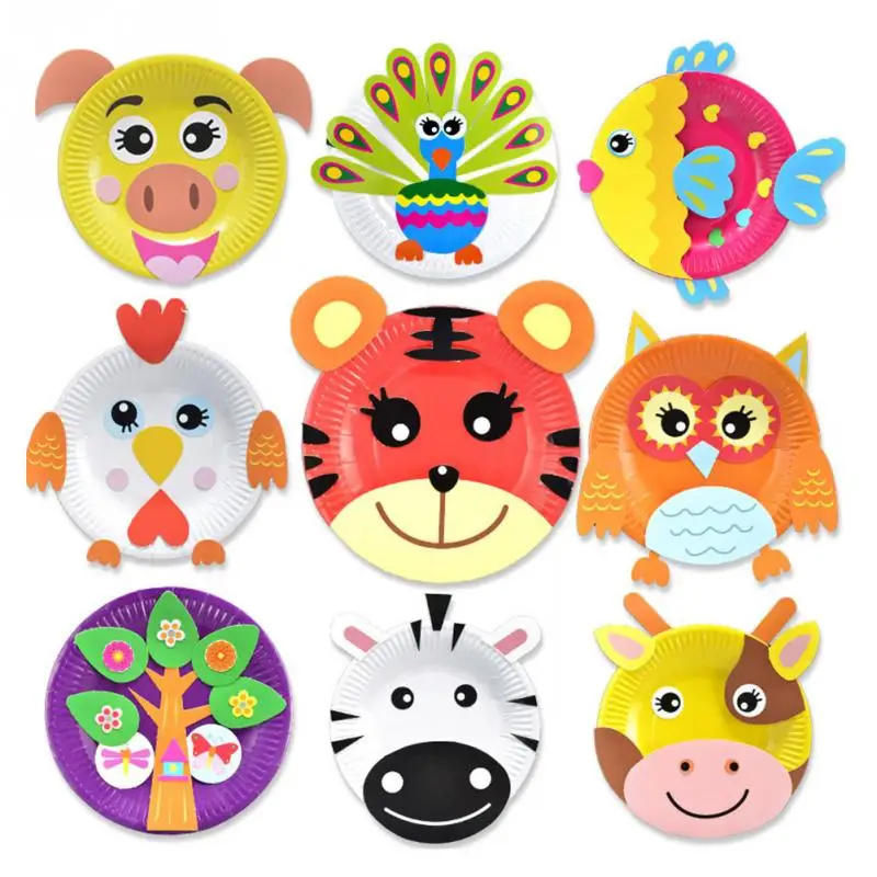 Children Paper Plate DIY Crafts Toys Kindergarden Handmade Sticker Cartoon Stickers Early Learning Educational Toys For Children Children Paper Plate DIY Crafts Toys Kindergarden Handmade Sticker Cartoon Stickers Early Learning Educational Toys For Children