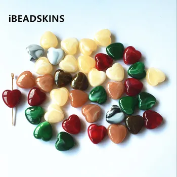 

New arrival! 14mm 200pcs/lot Acrylic marble effect heart beads for jewelry making(Design as shown)