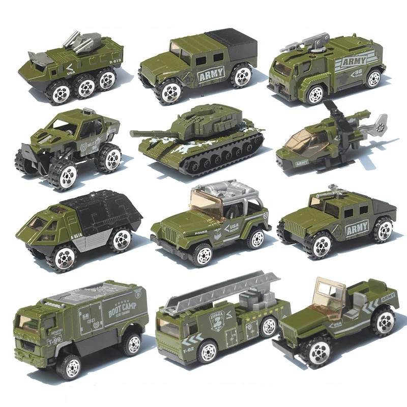 Набор машинок из сплава 1:87 пожарная военная модель автомобиля имитация танк