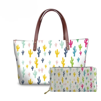 

NOISYDESIGNS Women Cactus Printing Bag for Travel Handbags Ladies Fashion Top-Handle Bags Females Beach Bag Girls Large Book Bag