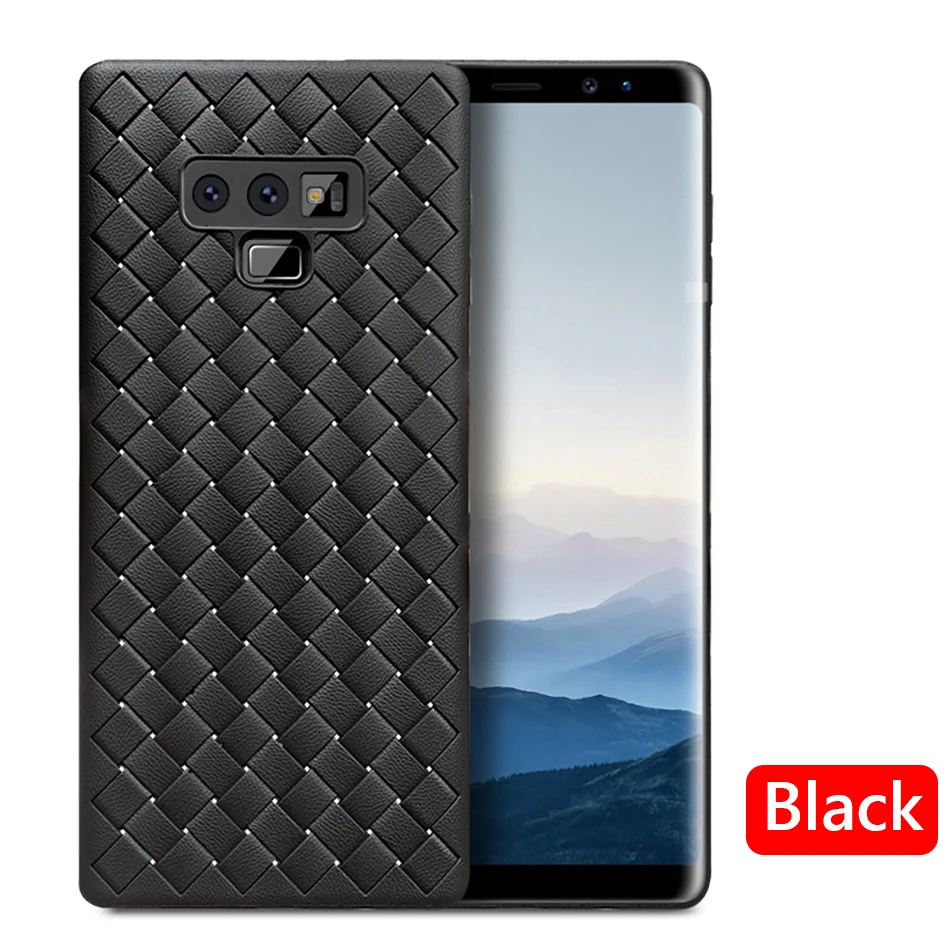 !ACCEZZ Business Luxury Grid Weaving Phone Case 6.4 inch For Samsung Galaxy Note 9 Cases Cover Soft Protective Shell Capa Coque (10)
