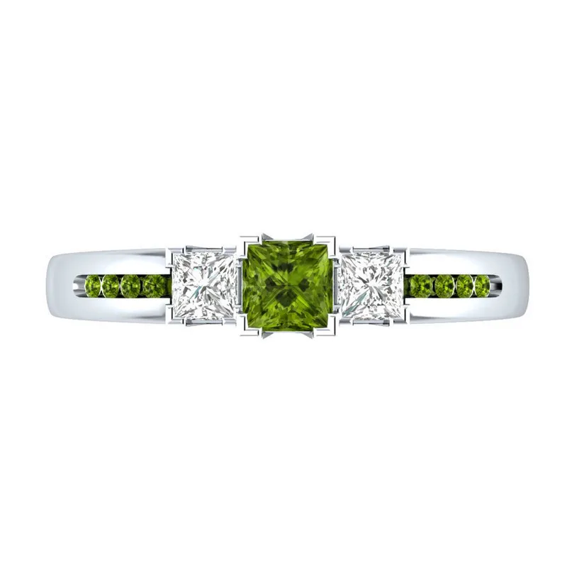 Huitan/фирменное классическое дизайнерское кольцо для женщин, розовое, белое, зеленое и синее циркониевое кольцо, обручальное кольцо - Цвет основного камня: Зеленый