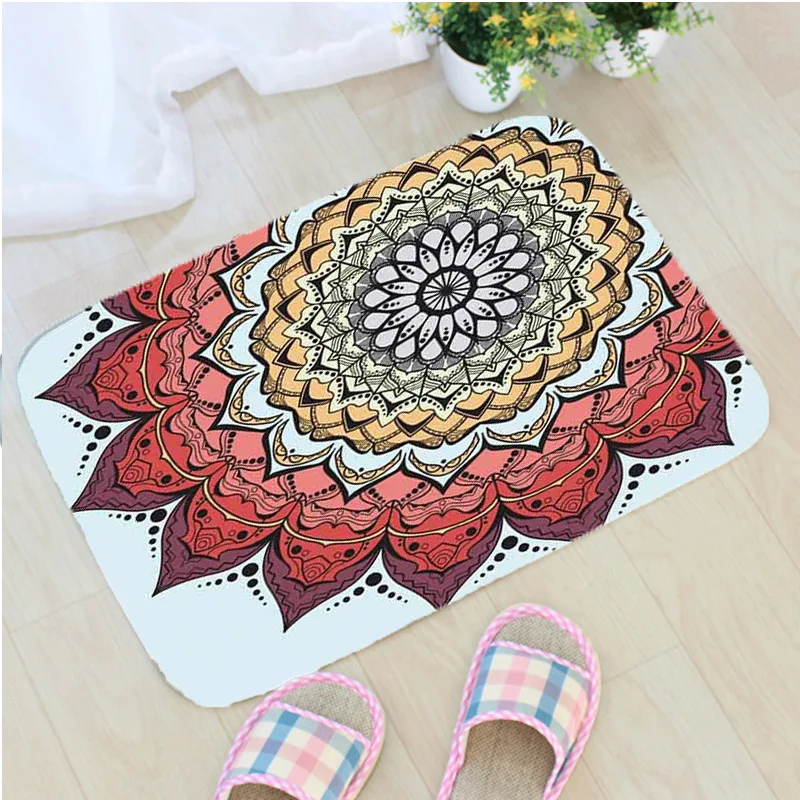 

Creative Mandala Door Mat India Mandala Printed Flannel Fabric Floor Mat Home Decoration Non-slip Doormat vloermat mata do drzwi