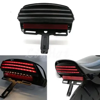 

Black Tri-Bar LED Fender Turn Signal Tail Light License Plate Bracket For 06-11 Harley Softail FXSTB FXSTC