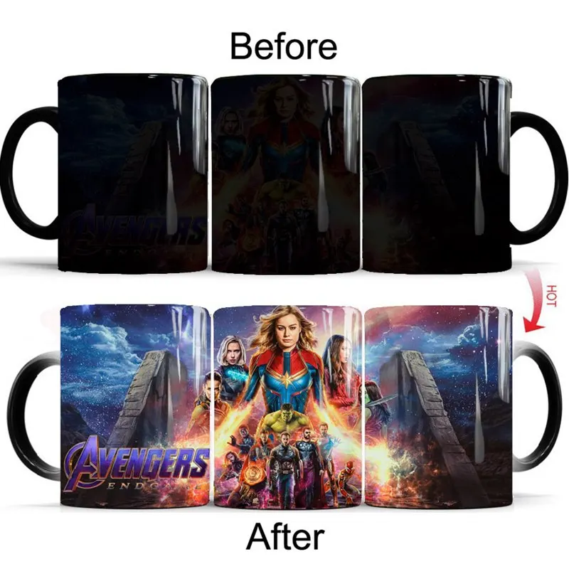 

1pcs Avengers Mugs Marvel Cup 350ml Super Hero Ceramic Coffee Mug Magic Color Changing Mug Drop Shipping