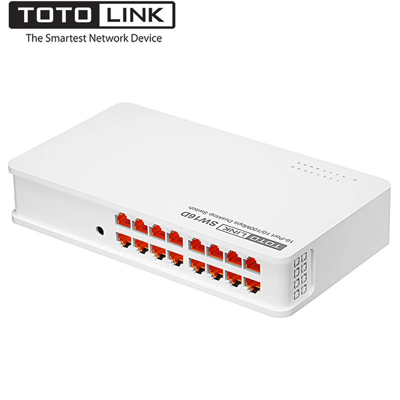 

TOTOLINK SW16D 16-Port 10/100Mbps Desktop Network Switch Fast Ethernet Switch, Auto-MDI/MDIX for Home and Office, Plug and Play