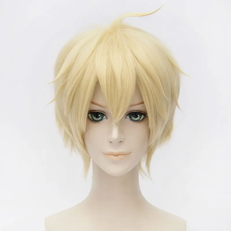 

New!! Seraph Of The End Mikaela Hyakuya Short Blonde Anime Cosplay Wig Owari no Seraph Hyakuya Mikaela Synthetic Hair Cheap Wigs