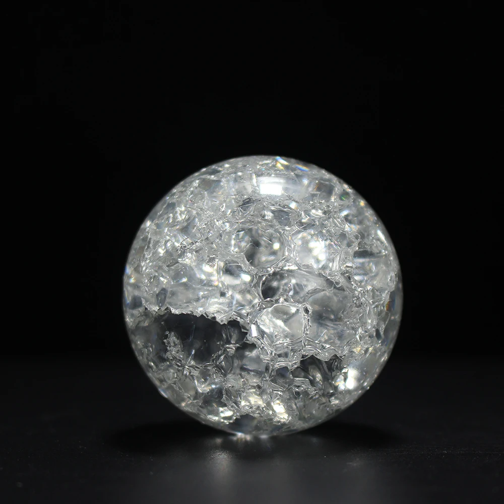 60/80MM Cracked Ice Crystal Decorative Ball With Base Glass Ball Crafts Home Decoration