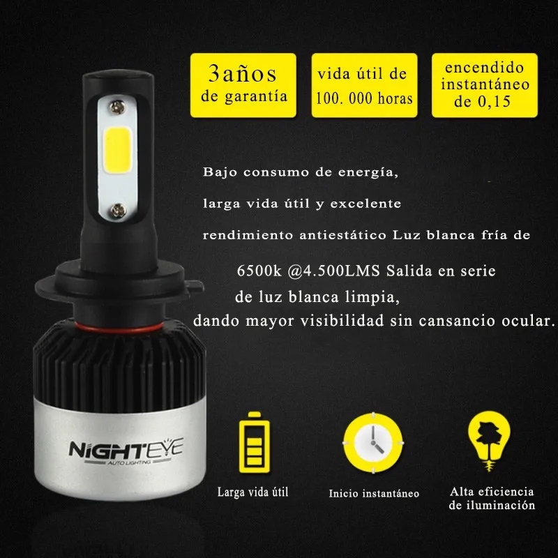 NIGHTEYE h1 led coche bombilla h7 led luces led para Авто фронтальный H3 H4 H11 H8 H9 9005 9006 HB4 hb3 led para cabeza 12v авто