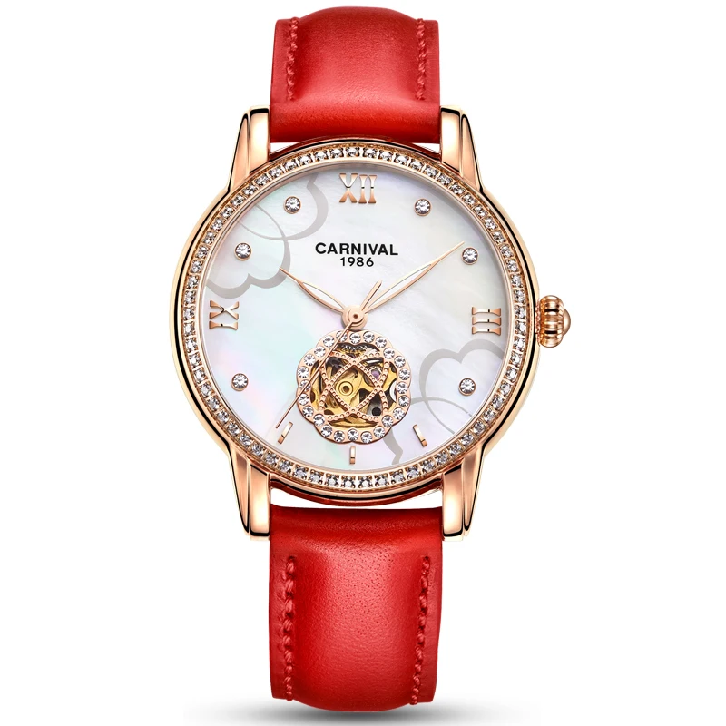 Luxury Waterproof watch women leather strap Automatic machine watch