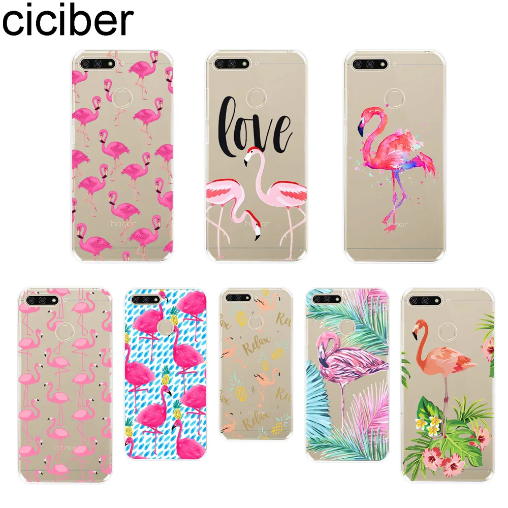 

ciciber For Huawei Y9 Y7 Y6 Y5 Y3 Prime Pro 2018 2017 2019 Soft Silicone TPU Clear Back Cover Phone Cases Pink Flamingo Fundas