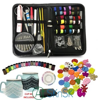 

134pcs/set Multifunction sewing thread stitches needles tool set DIY lace patches buttons craft scissor travel sewing kit case