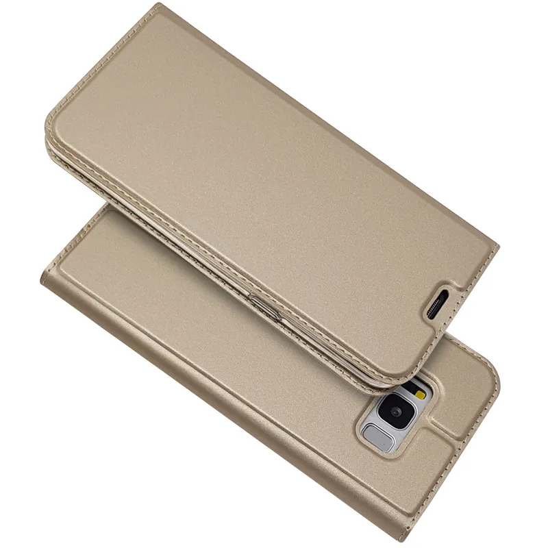 Кожаный флип-чехол PDGB для samsung Galaxy S7 Edge S8 S9 S10 Lite Note 8 9 A6 A7 A8 Plus, роскошный мягкий чехол-книжка - Цвет: Золотой