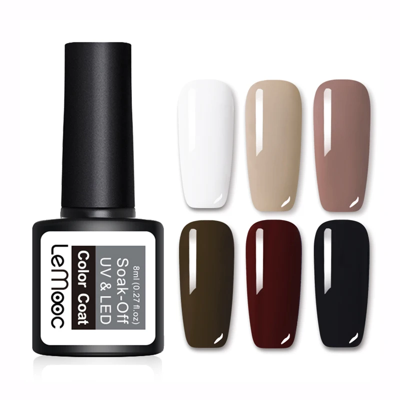 

LEMOOC 8ml Color Gel Nail Polish 25 Colors Soak Off UV Gel Varnish Nail Art Manicure UV Gel Lacquer Black UV Gel Polish