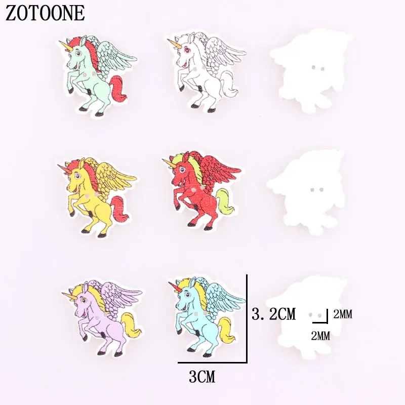ZOTOONE 100 шт. микс цветов симпатичная лошадка Единорог Крыло деревянные пуговицы 2