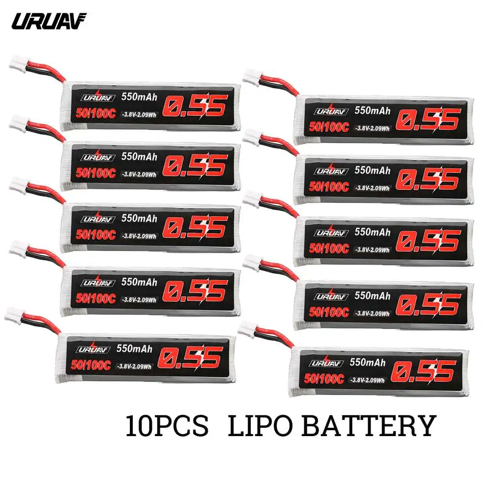 5 шт/10 шт URUAV 3,8 V 550mAh 50/100C 1S HV 4,35 V PH2.0 Lipo батарея для Emax Tinyhawk Kingkong/LDARC крошечная запасная деталь для радиоуправляемого дрона - Цвет: 10PCS