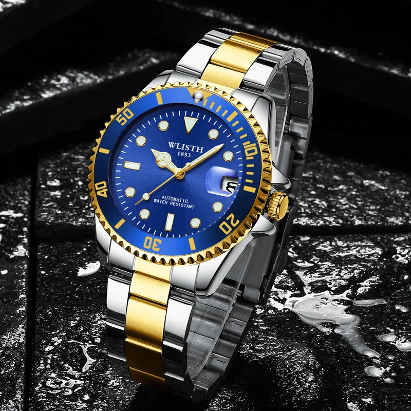Лидирующий бренд, мужские механические часы, мужские автоматические наручные часы, модные лупы с датой, турбийон, роскошные часы для подводного плавания
