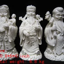 Изысканная интересная китайский фарфор из Дэхуа дракона детская Ruyi фу, Лу, шоу 3 бессмертный Бог благоприятный Статуи