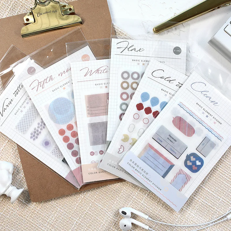 

AAGU 4PCS/Pack Circle Adhesive Sticker Decorative DIY Scrapbooking Stickers Stationery Kawaii Diary Label Sticker Bullet Journal