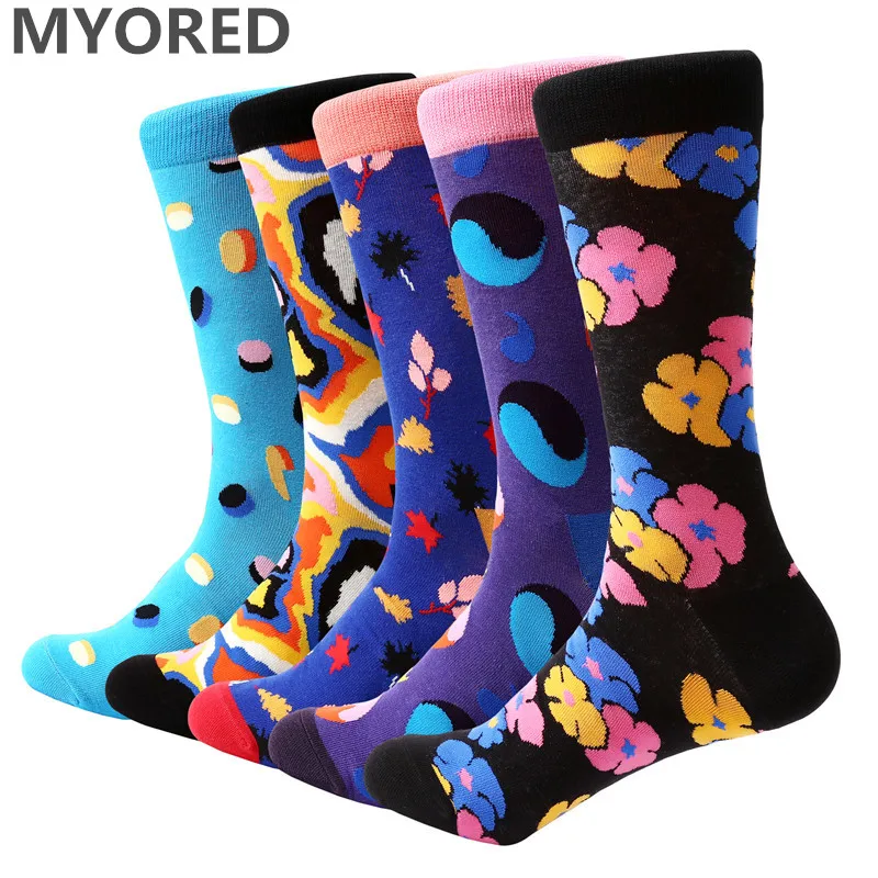 MYORED 2018 новый 5 пара/лот Мужская Носки хлопок Красочные забавные Повседневные