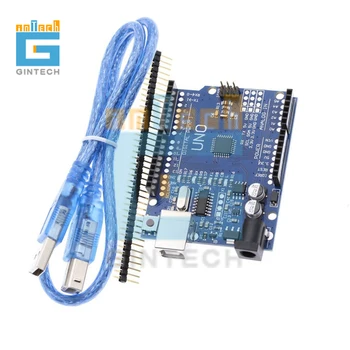 

New arrival One set UNO R3 CH340G+MEGA328P Chip 16Mhz For Arduino UNO R3 Development board 50cm USB CABLE
