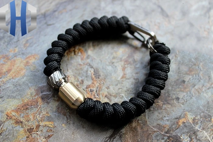 Hand-woven Titanium + Brass + Titanium Keychain Umbrella Rope Paracord Bracelet