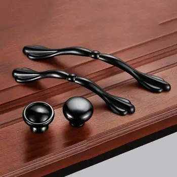 Black Cabinet Knobs and Handles Butterfly Door handles Furniture Hardware Drawers Pulls Kitchen Bedroom Accessories