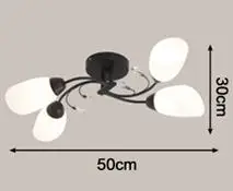 Белый стеклянный абажур цветок кристалл потолочный светильник s лампа светильник E27 лампа черный железный потолочный светильник современный светильник для гостиной спальни - Цвет корпуса: Ceiling Light-4 Head