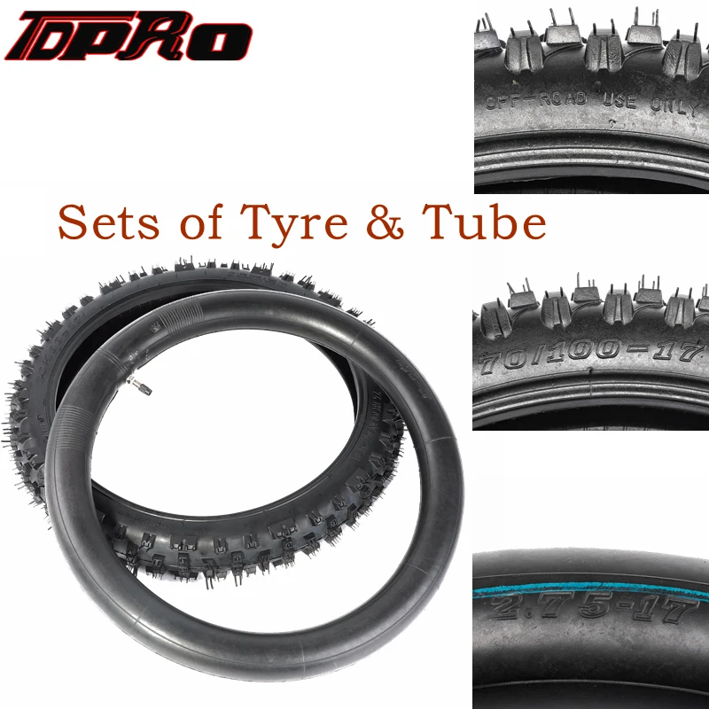 TDPRO набор 70/100-17 17 дюймов переднее узловатое колесо шины+ внутренняя труба PIT PRO Trail Dirt для ATV Quad Мотокросс Багги косилки