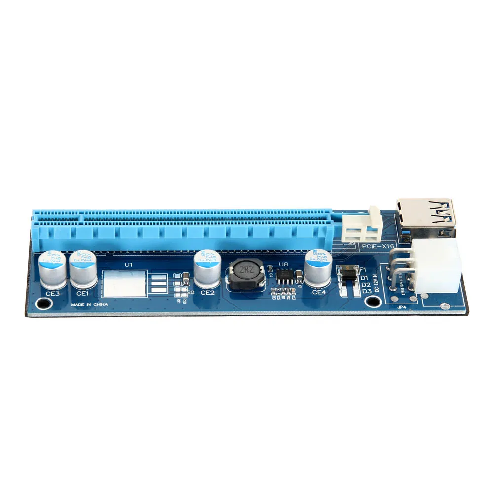 Горячая PCI Express Riser Card E 6Pin 1x к 16x расширитель с USB 3 0 кабель для передачи данных +
