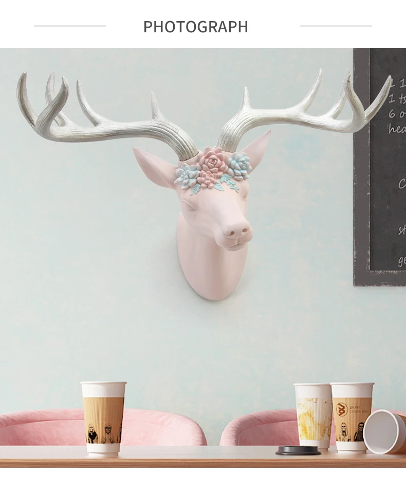 Large 3D Deer Statue Sculpture Wall Decor Animal Statues Figurine Home Decoration Accessories Living Room Office Decorations Art 4