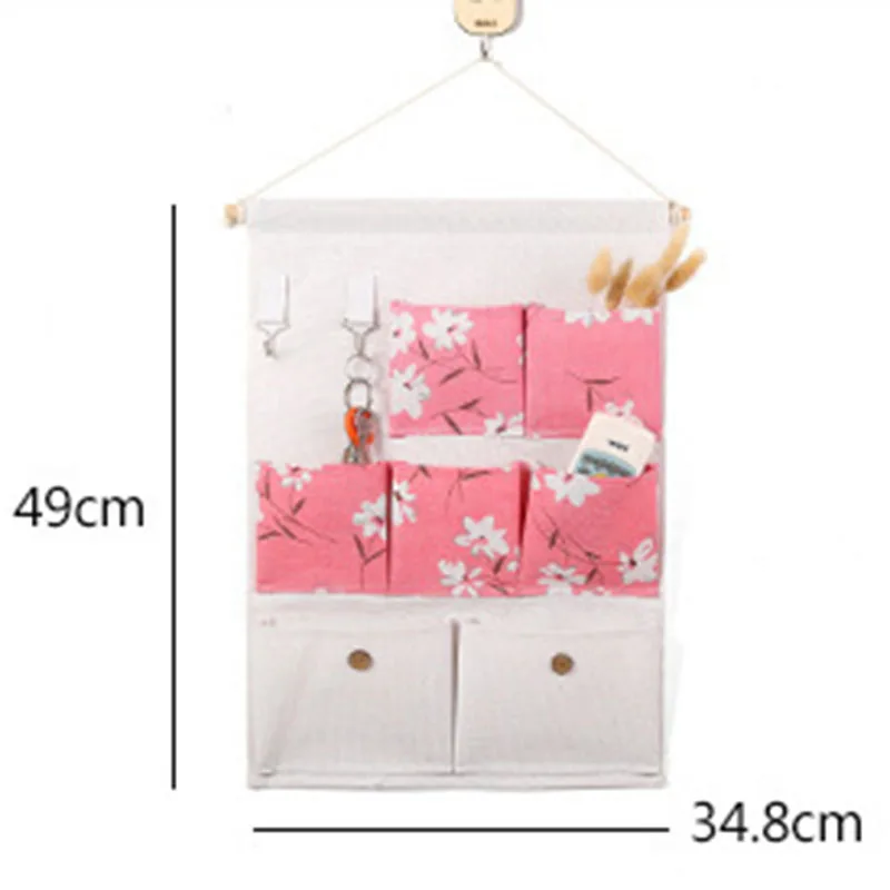2019 New 7 Grid Hanging Bag Foldable Hang Wall Dormitory Hanging Storage Organizador Rear Hanging Debris Storage Bag