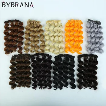 

Bybrana 15cm*100cm BJD wigs Black Gold Brown Silver Color Short curly Hair for 1/3 1/4 1/6 dolls DIY Free shipping