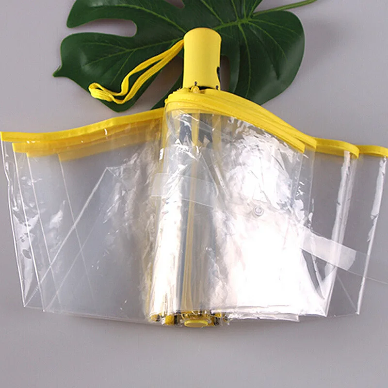 Прозрачный автоматический зонт ветрозащитный складной автоматический зонт от солнца, дождя Автоматический ветрозащитный зонт - Цвет: Yellow