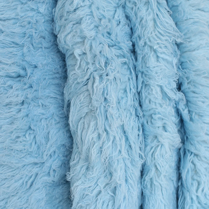 Небесно-Голубой мохнатый шерстяной мех Пушистый ребенок позирует Ткань Мех покрывало одеяло натуральный кудрявый шерстяной фон Bean Bag одеяло реквизит