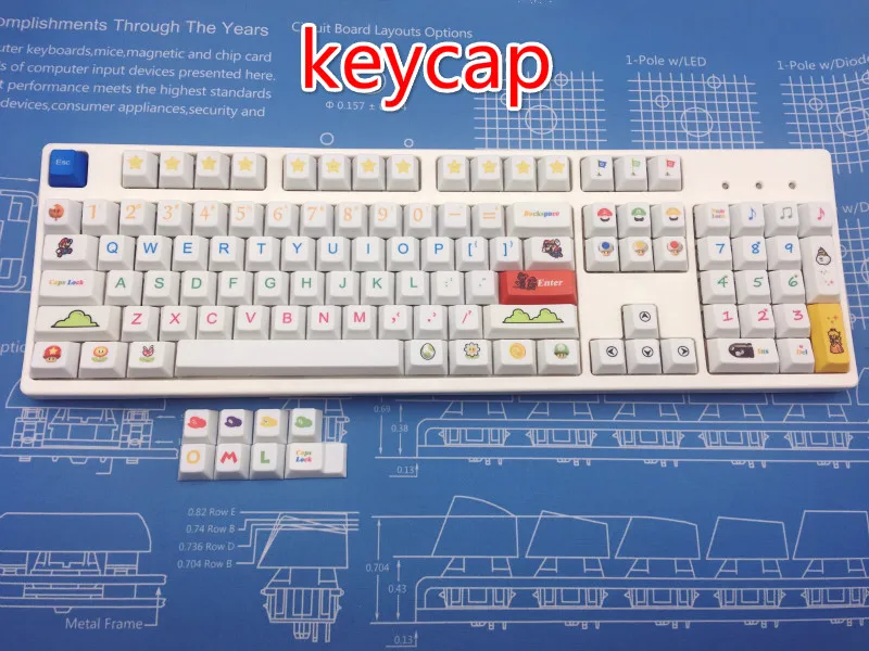 Mario Keycap механическая клавиатура с сублимационной краской, клавиатура PBT, тема Марио, высота для компьютерных игр, Keycap Cherry