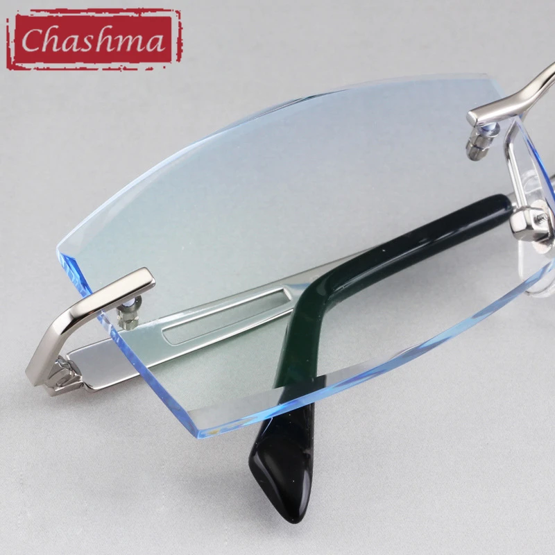 

Silver Color Eye Frames Men oculos de grau masculino armacao Rimless Myopia Prescription Glasses Spectacle Frames Eyewear