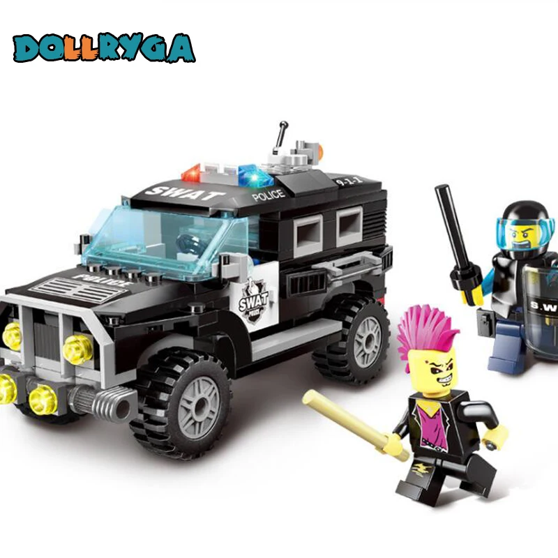 

190PCS Early Learning Assembly City Explosion Proof Special Police DIY Toys For Child Educational Building Blocks Brithday Gift